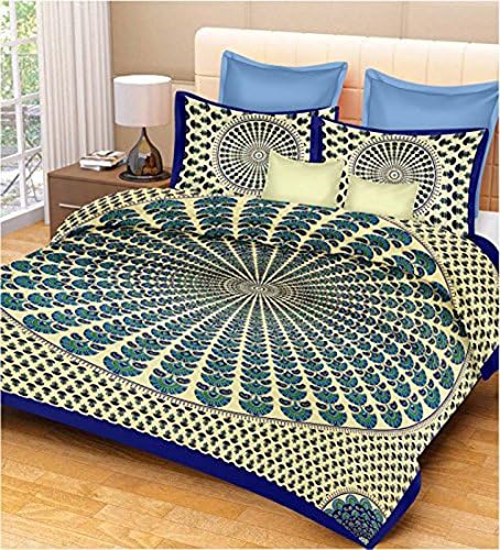Premium Hand printed Long-Staple Combed Cotton Rich Extra Deep Luxurious Elegant Comfort Bed Sheets 1-Piece Bed Sheet Set &amp; 2 Pillowcases - 120 Thread Count Egyptian Quality
