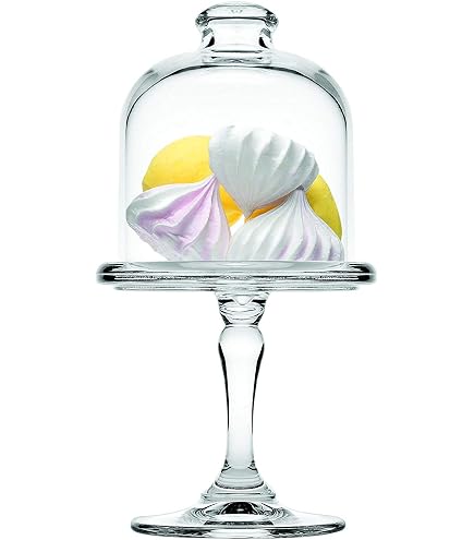 CreaTable Mini Patisserie Geschirrset – 4 Glas-Tortenplatten, 3 Mit Glocke, Spülmaschinengeeignet