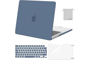 MOSISO Compatible avec MacBook Pro 14 M5 M4 M3 M2 M1 A3434 A3112 A3185 A3401 A2918 A2992 A2779 A2442 Pro/Max 2025-2021,Coque&Protection Clavier&Protecteur D'écran&Sac Rangement,Brume Bleu