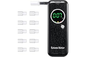 SOYAA Tragbarer Ketone Atemtester, digitales Ketone Atemmessgerät, Ketose-Atemtester zur Ermittlung des Ketonstatus, mit 10 austauschbaren Mundstücken