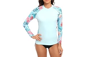 SURFEASY Womens Rash Vest Long Sleeve Ladies Sun Protection Swim Shirt Rash Guard Tops Swimsuit