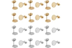 ‎UNICRAFTALE UNICRAFTALE 40 Stück 2 Flache DIY Ohrstecker Runde Ohrstecker Ohrring Selber Machen Set Edelstahl Ohrstecker Mit Ohrring Verschlüssen Strukturierte Ohrstecker Für DIY Ohrringen Schmuckherstellung