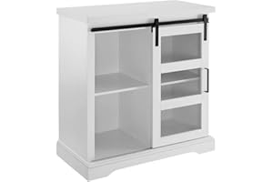WALKER EDISON Eden Bridge Designs Contemporary 32" Modern Sideboard/ Storage Cabinet / TV console with Sliding Door/ Living Room Dining Room Furniture - Solid White