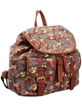 DAYAN Frauen Weinlese-beiläufigen Daypack Mode Multi-Tasche Canvas Printing Reisen Wanderrucksäcke Campus School...