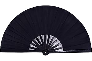 Amajiji Großer, faltbarer Hand-Rave-Ventilator für Line Dancing, große Klatschfächer für Stiefel auf dem Boden, Tanz, Party, Dekoration, Festival (schwarz)