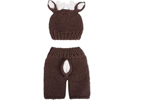 HZTYYIER puntelli di foto di neonato adorabile foto puntelli all'uncinetto cappello di cervo tutaCostume da fotografia neonatale Rompers