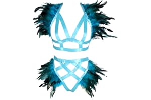 BBOHSS Conjunto de arnés para mujer, con charreteras, alas punk, gótico, burning hombre, ropa interior para piernas, liga, accesorios de ropa artística.