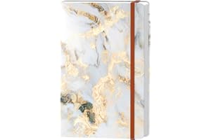 Huamxe Carnet ligné avec couverture rigide en marbre taille moyenne 145 x 213 cm 160 pages en papier épais joli carnet de notes pour journal écriture bureau école femme homme gris blanc or