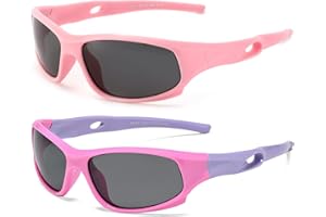 COASION Kids Sports Sunglasses 2 Pack Polarised UV Protection for Boys Girls Baby Toddler and Children Age 4-12