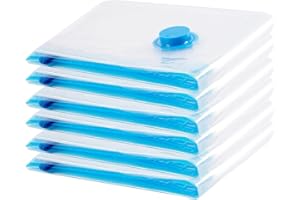 WOOBROO 6 sacchetti sottovuoto per indumenti,sacchetti sottovuoto riutilizzabili per biancheria da letto,vestiti,piumoni,materassi,tende e viaggi(60 * 40cm)
