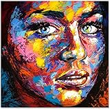 KUNST DRUCK Gemälde Leinwand modern abstrakt Bild 885 Portrait SIGNIERT 100x100