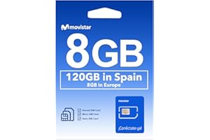GIFFGISS Movistar Europe Prepaid SIM Card - 14GB Data for 28 Days in UK and Europe, 120GB and 400 Minutes Calls in Spain, Europe SIM Card for iPhone and Android, Supported Hotspot, Standard/Micro/Nano