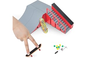 GR8WARE Juego de rampas para monopatines con dedos, Mini rampas para monopatín con dedos Parques Ultimate Skate Park Finger Training Props Juguete Regalo de cumpleaños para niños Adolescentes (R&G - B)