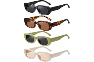 Ougenni Sunglasses Womens Rectangle Trendy Sunglasses Vintage Sunglasses 90s Retro Y2K Fashion Sunglasses for Women Men Sunglasses Pack