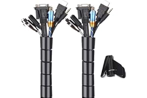 MOSOTECH Raccogli Cavi 2 Pezzi, 2x3m Guaina per Cavi Flessibile Nascondi Cavi Copricavi per TV/Computer/Audio Manicotti Protezione (2.6cm Ø et 2.2cmØ),Nero