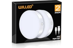 WILLED Dimmable Touch Light Buit-in 1000mAh Large Battery Rechargeable LED Tap Lights | Magnet Stick on Closet Light | Portable LED Puck Night Lights for Cabinet Wardrobe Counter Kitchen Bedroom