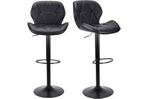 WangPangzi Barhocker 2er Set,höhenverstellbar mit lehne barstuhl, Küchenstühle Mit Fußstütze, Kunstleder Stahl,Gepolsterter Sitz, Für Tresenhocker, Wohnküchen, Hotels, Bar Hocker (Schwarz)