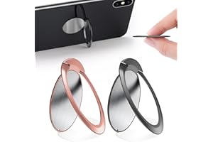 yuejuhe Pack of 2 Mobile Phone Ring Holder, 360 Degree Rotation 1.8 mm Ultra Thin Ring Stand, Mobile Phone Holder Finger for Smartphone, Magnetic Car Mount