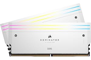CORSAIR DOMINATOR TITANIUM RGB DDR5 RAM 32GB (2x16GB) DDR5 6000MHz CL30 Intel XMP iCUE Compatible Computer Memory - White (CMP32GX5M2B6000C30W)