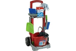 Theo Klein 6875 Wózek do sprzątania Vileda I Łatwy do złożenia I Liczne akcesoria takie jak: miotła, mop, wiadro i wiele innych I Dla dzieci w wieku od 3 lat