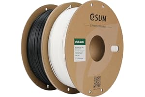 eSUN Actualizado PLA Mate Filamento 1.75mm, Impresora 3D Filamento PLA Mate, 1KG por Carrete, 2 Carretes para Filamento de Impresión 3D, Negro Profundo+Blanco Lechoso