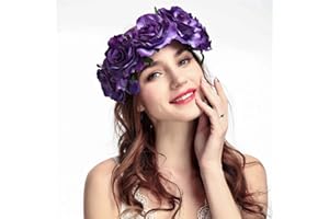 CHSEEO Frauen Mädchen Braut Rosen Blumen Kranz Krone Haarband Floral Girlande Stirnband Kopfstück Kopfschmuck zum Festival Hochzeit Parteien Halloween #4
