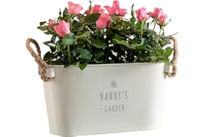 Dust and Things Garden Planters Outdoor and Indoor - Engraved Nanny's Garden Long Plant Pots Outdoor | Mum, Dad, Anniversary, Grandad and Nan Gifts for Birthday Garden Pots and Planters