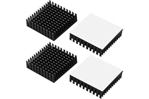 VooGenzek 4 Stücke Aluminium Kühlkörper, Kühler Fin Kühlkörper, Kühlkörper Kühler, mit Wärmeleitender Spezialklebefolie, zur Kühlung Elektronischer Komponenten, 40 * 40 * 11 mm, Schwarz