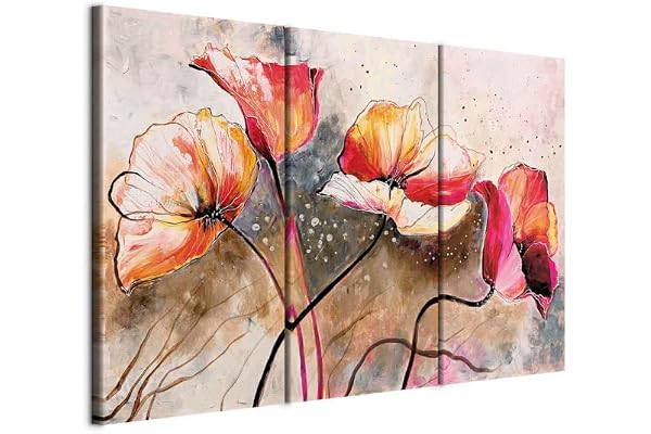 B&D XXL - Tableau Décoration 120x80 cm 3 Parties - Impression sur Toile Cadre en Bois Salon Chambre Déco Murale Tableaux Maison Bureau Cuisine - Fleur artistique 22353