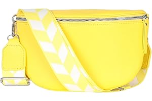 SIMARANDA Damen Bauchtasche stylisch Umhängetasche Hüfttasche Bodybag Gürtel Crossbody Bag Schultertasche mit Verstellbaren Gurt 25 (Gelb, Klein 23 x 14 x 7 cm)