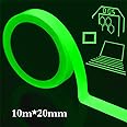 hicloud Glow in The Dark Self-Adhesive Tape,10m x 20mm Green Light Waterproof Luminous Tape Stickers Warning Tape Wall Decorative Stage Supplies,Removable,Durable,Wearable,Stable, Safety