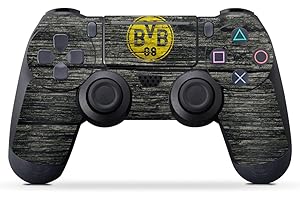 DeinDesign Skin kompatibel mit Sony Playstation 4 Slim Controller Folie Sticker Borussia Dortmund BVB Holzoptik