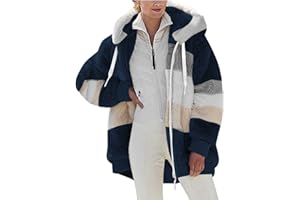 SYDUZAX Giacca Invernale Pile Donna Taglie Forti Offerte Cappotto Sherpa Teddy Giacca Sci Felpa con Cappuccio in Peluche Fronte-retro con Cerniera Coulisse in Più Colori Cappotto Calda Ampia Confortevole