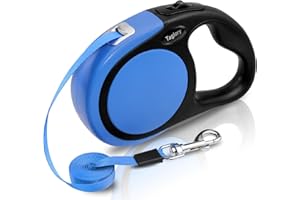 Taglory Correa Extensible Perro medianos y pequeño, Cuerda para Perros retractil, Nylon Fuerte Adecuado para Perros de hasta 20kg, sin enredo y manija Antideslizante,Azul