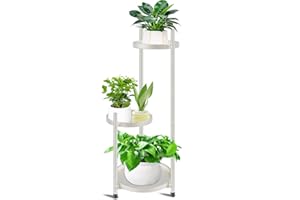 KHayRovies 3 Tier White Plant Stand Indoor Tall, Corner Round Plant Stand for Indoor Multiple Plants, Metal Flower Pot Stands Outdoor Holders Plant Shelf Display Rack for Balcony Living Room