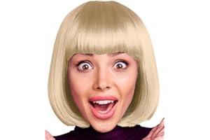 Hatstar Bob Perücke Hellblond, Charleston-Perücke für Damen und Herren, Kostüm Accessoire für Karneval, Fasching und Halloween, 100% Polyester