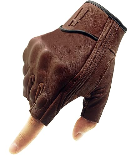 Guanti Moto Senza Dita In Pelle - Nero, Taglia L, Per Chopper E Custom - Foto 8