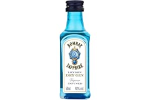 Miniature di Bombay Sapphire London Dry Gin, 40% vol., 5 cl / 50 ml (Confezione da 12), gin 100% infuso a vapore con 10 botanical accuratamente selezionati
