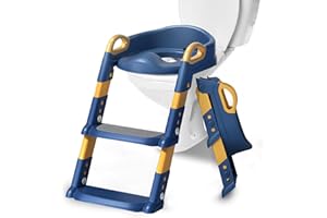 HTRTRR Riduttore WC per bambini con conduttore regolabile, riduttore WC per bambini, portatile, pieghevole, per V, U, O(Blau)