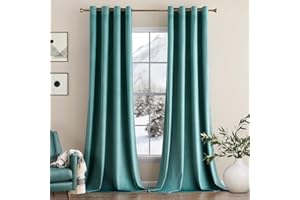 MIULEE Cortinas Salon Terciopelo Verde Agua con Ojales, 2 Piezas Cortinas Terciopelo Invierno 140x145 CM (An x Al), Cortinas Termica Terciopelo para Dormitorio, Suave Cortina Habitacion Terciopelo