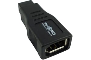 AKORD FireWire 400 to 800 6 Pin Female Port to 9 Pin Male FW 800 Connector Adapter - Black