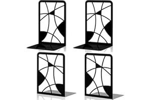 Deefongo Metal Book Ends, 2 Pair Book Ends for Shelves, Heavy Duty Bookends, Black Book End Holder for Shelves Supports, Heavy Duty Metal Bookends for Home Office Desk