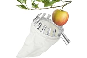 Litimkat Recolector de Frutas con Bolsa de Tela, práctico ayudante de Cosecha para Recoger Manzanas, Naranjas, Melocotones, Peras y Cerezas (Ø 16 cm)