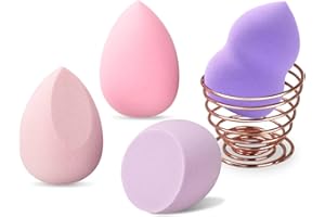 ‎KORINTIN Make Up Schwamm, 4 PCS Beauty Blender Sponges mit Halter, Waschbar Latexfrei Cosmetic Schwamm Flawless Foundation Puff Kosmetik Werkzeug, für Flüssigkeit, Creme und Puder,Geschenk für Frauen
