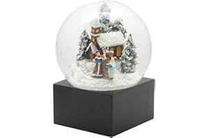 ‎MINIUM COLLECTION Minium Collection 20120 Schneekugel Weihnacht Stimmung Winterspaziergang auf Sockel schwarz, Durchmesser 100mm