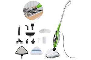 Huini 10 en 1 trapeador de vapor multifuncional, limpiador a vapor, 1300w, precalentamiento de 25 segundos, Mango extraíble,tanque de agua de 350ml,esterilizable,adecuado para suelos duros, alfombras