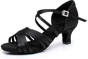 Rosefinch Chaussures de Danse Latine pour Femmes Chaussures de Performance de Salle de Bal Salsa Chaussures de Danse de Pratique Professionnelle Talon de 5/7cm,34-43EU