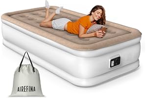 Airefina Colchon Hinchable, Colchón Inflable con Bomba Integrada, Hinchado Rápido en 2 Minutos, Cama Hinchable para Camping y Mudanza Familiar - 99 x 190 x 40 cm, Cama Hndividual