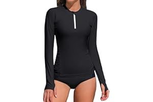 ATTRACO Women's Rash Vest UV Sun Protection Swim Shirt Long Sleeve Wetsuits Tops