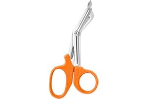 HIGHFITT AZN First Aid Bandage Scissors Tough Tuff Cut Trauma Shears for Nurses for Vet Doctors Students (6 inches/15 cm) (Orange)